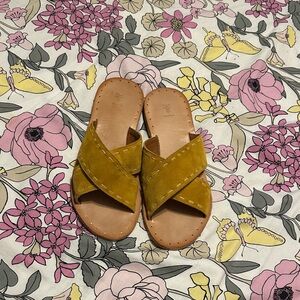 Frye Mustard Yellow Slide Sandals